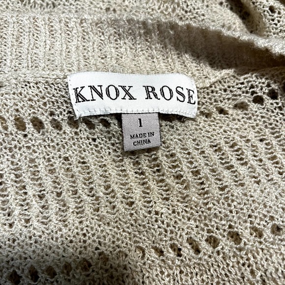 Knox Rose Knit Longline Cardigan Drapey Open Knit Long Duster Tan 1X - Picture 2 of 13